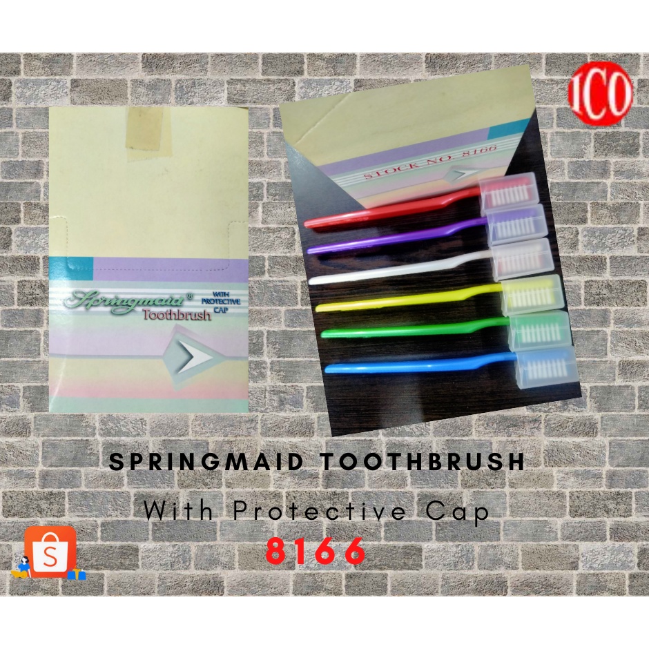 Springmaid Toothbrush With Protective Cap 24pcs (8166) | Shopee Philippines