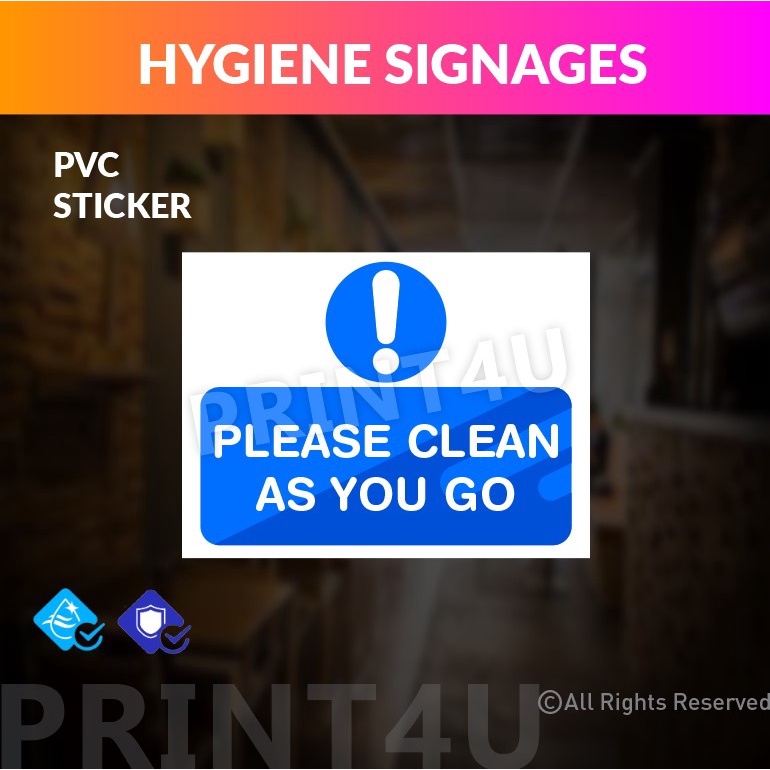 PRINT4U HYGIENE SIGNAGES STICKER WASH HAND KEEP CLEAN SANITISE HAND ...