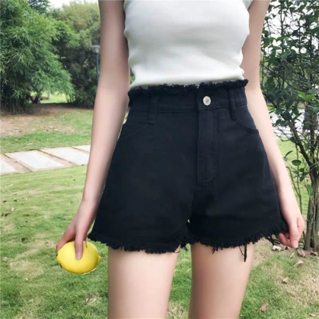 WOMENS BLACK HIGH WAISTED SHORTS