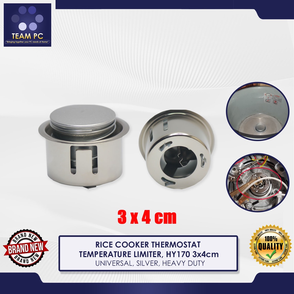 RICE COOKER THERMOSTAT TEMPERATURE LIMITER, HY170 3x4cm UNIVERSAL, SILVER, HEAVY DUTY Shopee