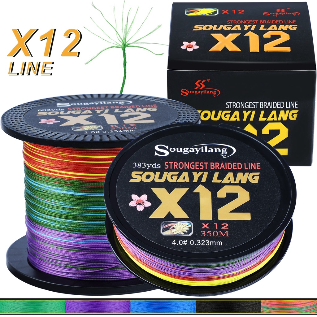 Sougayilang New 12x 550M 12 Strands PE Braided Fishing Line Strong High ...
