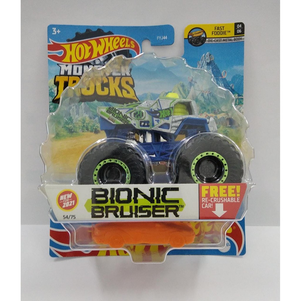 Monster Trucks BIONIC BRUISER Clock Diecast Car Cartoon Toy Scale 1/64 ...