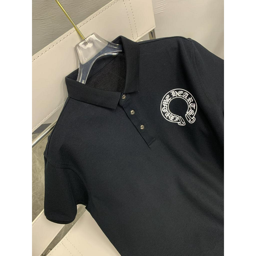 Original Chrome Hearts Cotton V Neck Polo Shirt For Men And Women