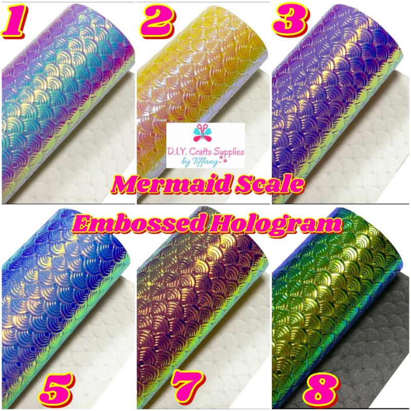 Mermaid Scale Embossed Hologram (longer than A4) for hair bow, pouch ...