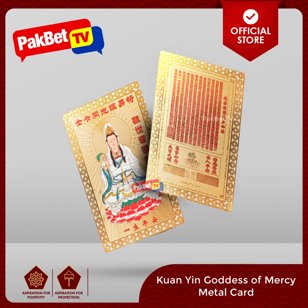Kuan Yin Goddess Of Mercy Metal Card Feng Shui by PakBet TV Shopee