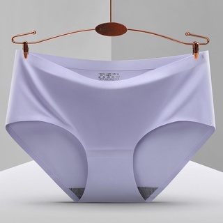 Fashion White Women Panties Plus Size Ice Silk Seamless Underwear Mid-waist  Briefs