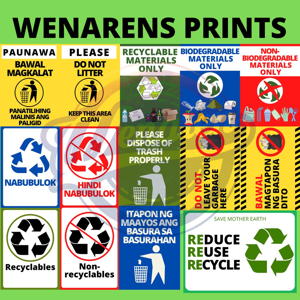 Recycle Biodegradable Bawal Magtapon Reuse SelfAdhesive Vinyl Sticker