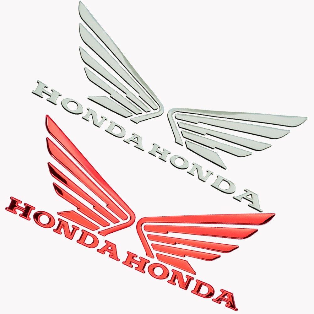 Motorcycles 3D Silver Gel Rubber Tank Emblems Decal Sticker for Honda Wing  Set