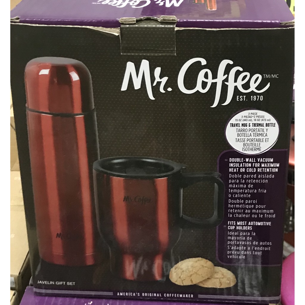 Mr. Coffee Javelin 2 Piece Double Wall Thermos And Travel Mug Gift