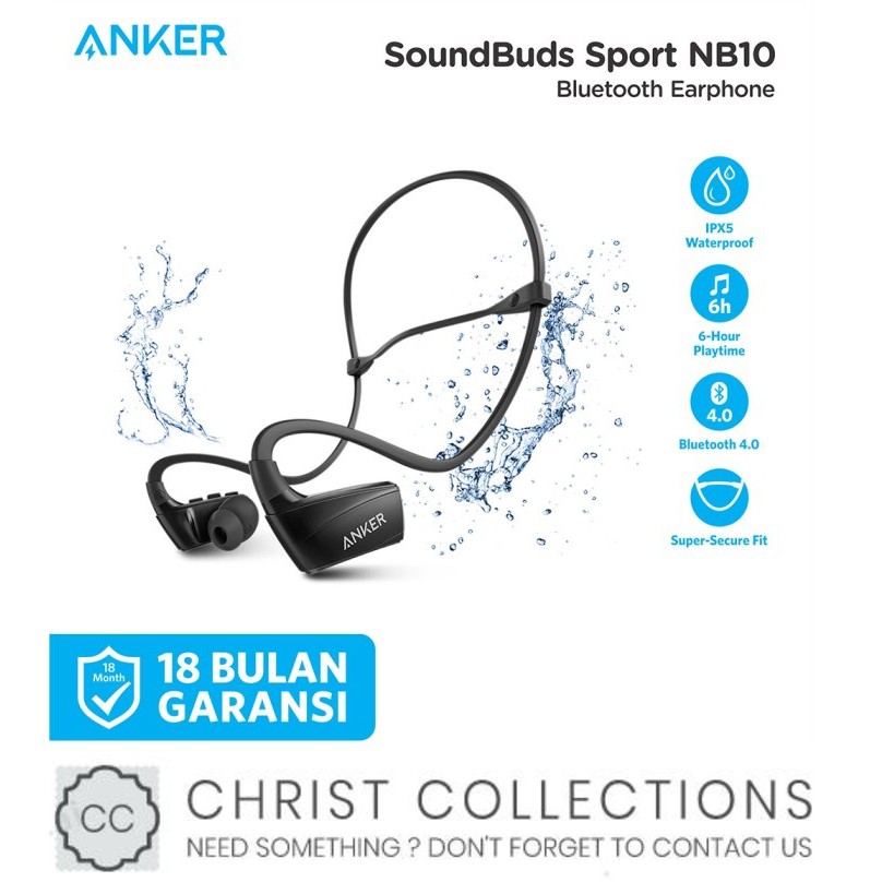 Anker Bluetooth Earphone Wireless Headphones Soundbuds Sport Nb10