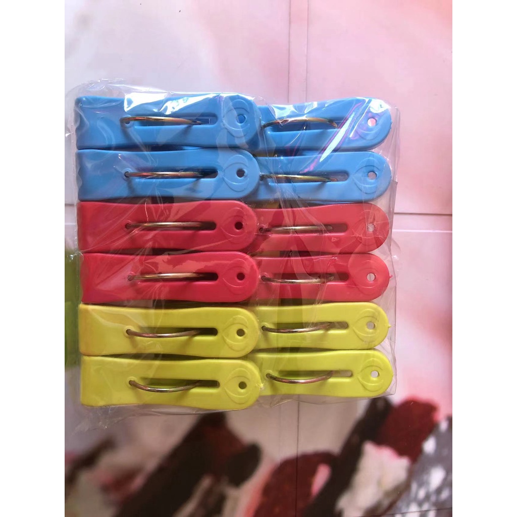 Plastic Clothes Pins Laundry Clips,12 Pcs Colorful Clothespins,Small  Clothes Pin with Clothespin Bag,Clothespins for Hanging Clothes 