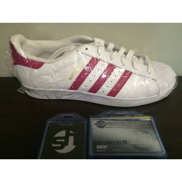 adidas superstar pink stripe