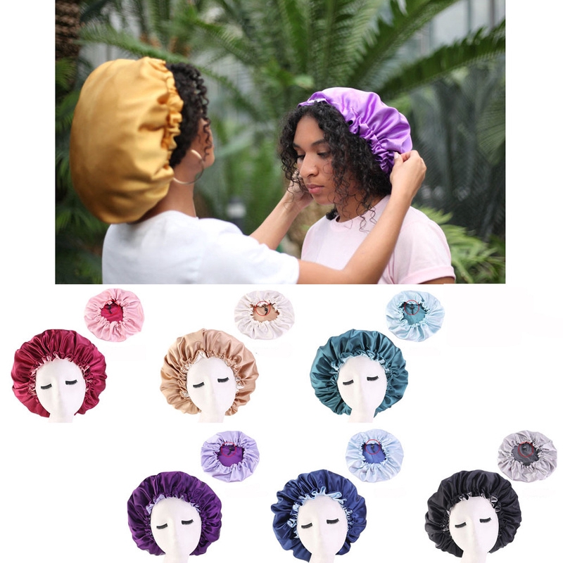 European&American Popular Double-layer Satin Caps Beauty Perm Cap ...