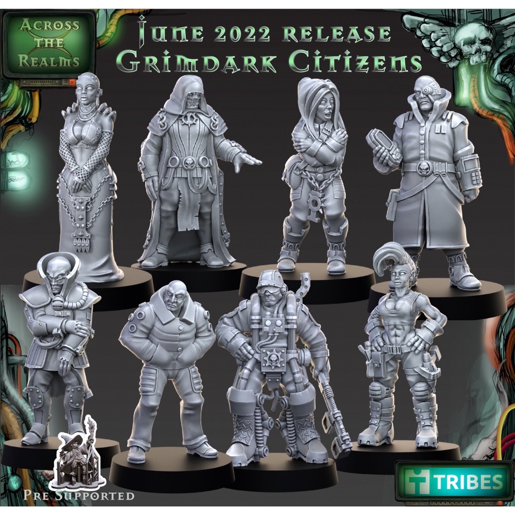 Grimdark Citizens sci-fi tabletop miniatures by Across the Realms ...