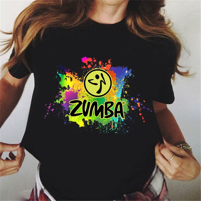 Funny Watercolor Dance Fitness Tshirt Femme Summer Graphic Tees Women Short  Sleeve Casual T Shirt Zumba T-Shirt Tops