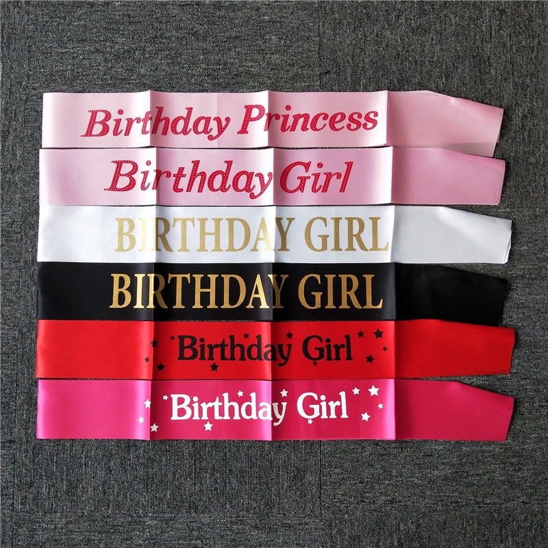 Fashion Birthday Girl Sash Shoulder Strap Princess Ribbons Sash Happy ...