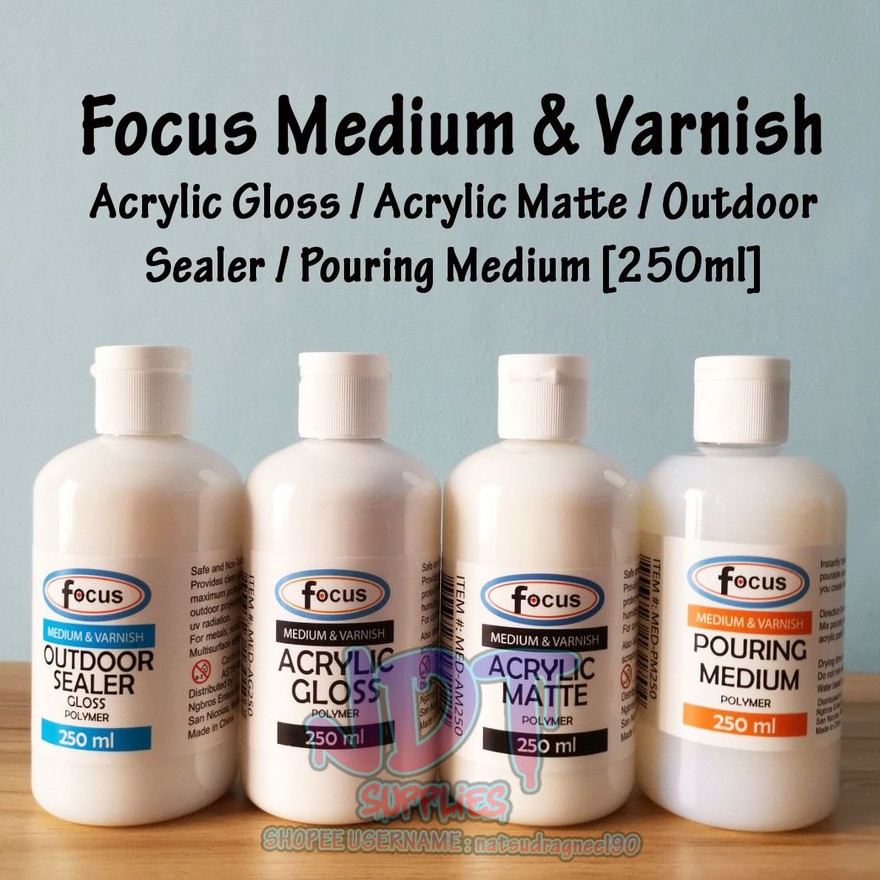 [250ml] Focus Acrylic Medium & Varnish White Gloss/Matte/Outdoor Sealer