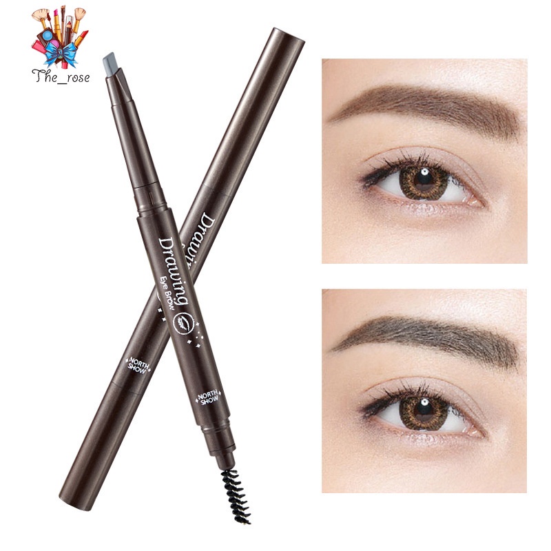 5 Colors Double Head Eyebrow Pencil EyeBrow with Brush Long Lasting ...