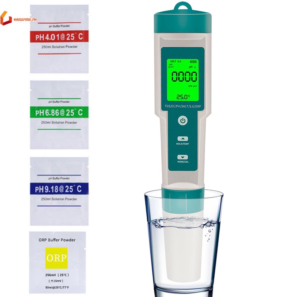 Digital PH Meter 7 In 1 PH/ORP/EC/TEMP/SALT/S.G/TDS Water Quality ...
