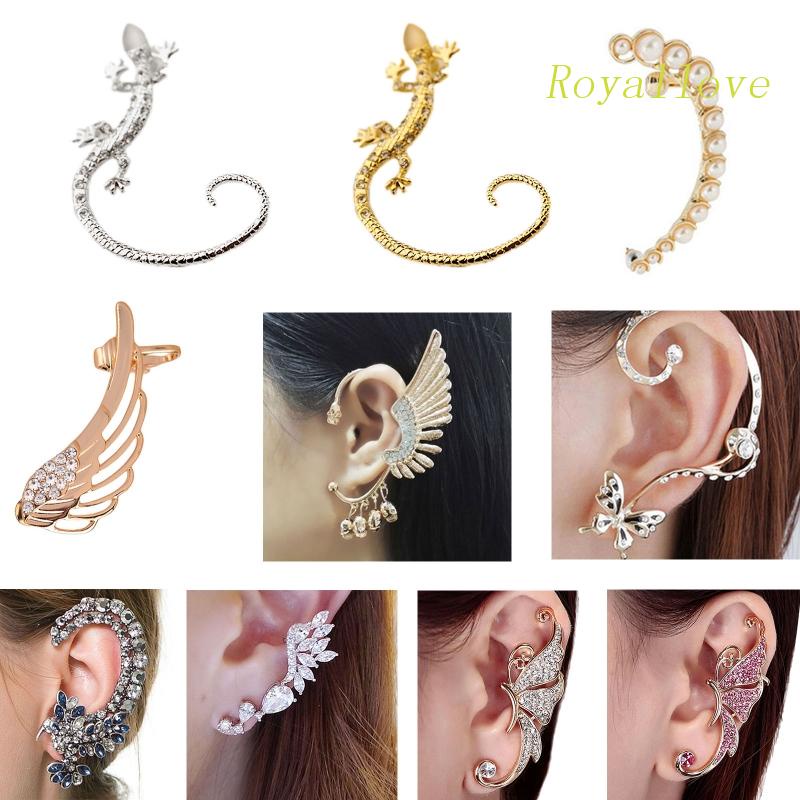 royal Non Piercing Ear Wrap Rhinestone Angel Wings Shape Ear Cuff Earring Elf Ear Clip Earcuff Multi Type Women Punk Fai Shopee Philippines