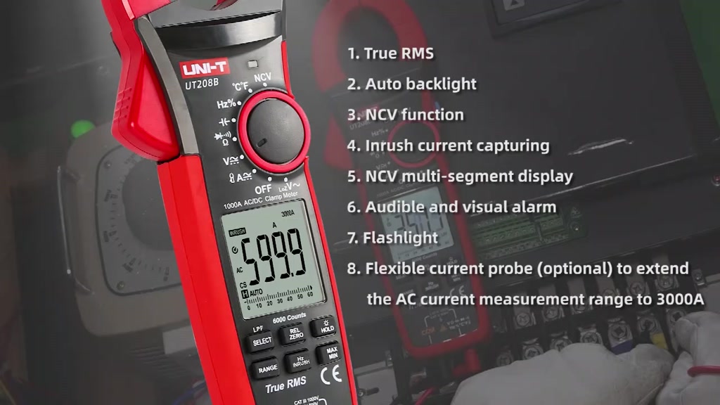 UNI-T True RMS Digital Clamp Meter AC DC Current 1000A 1000V UT207B ...