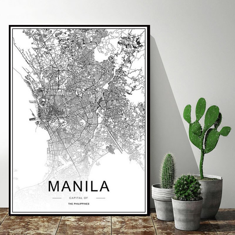 Philip pines Manila City Map Poster Modern Abstract Art Prints ...