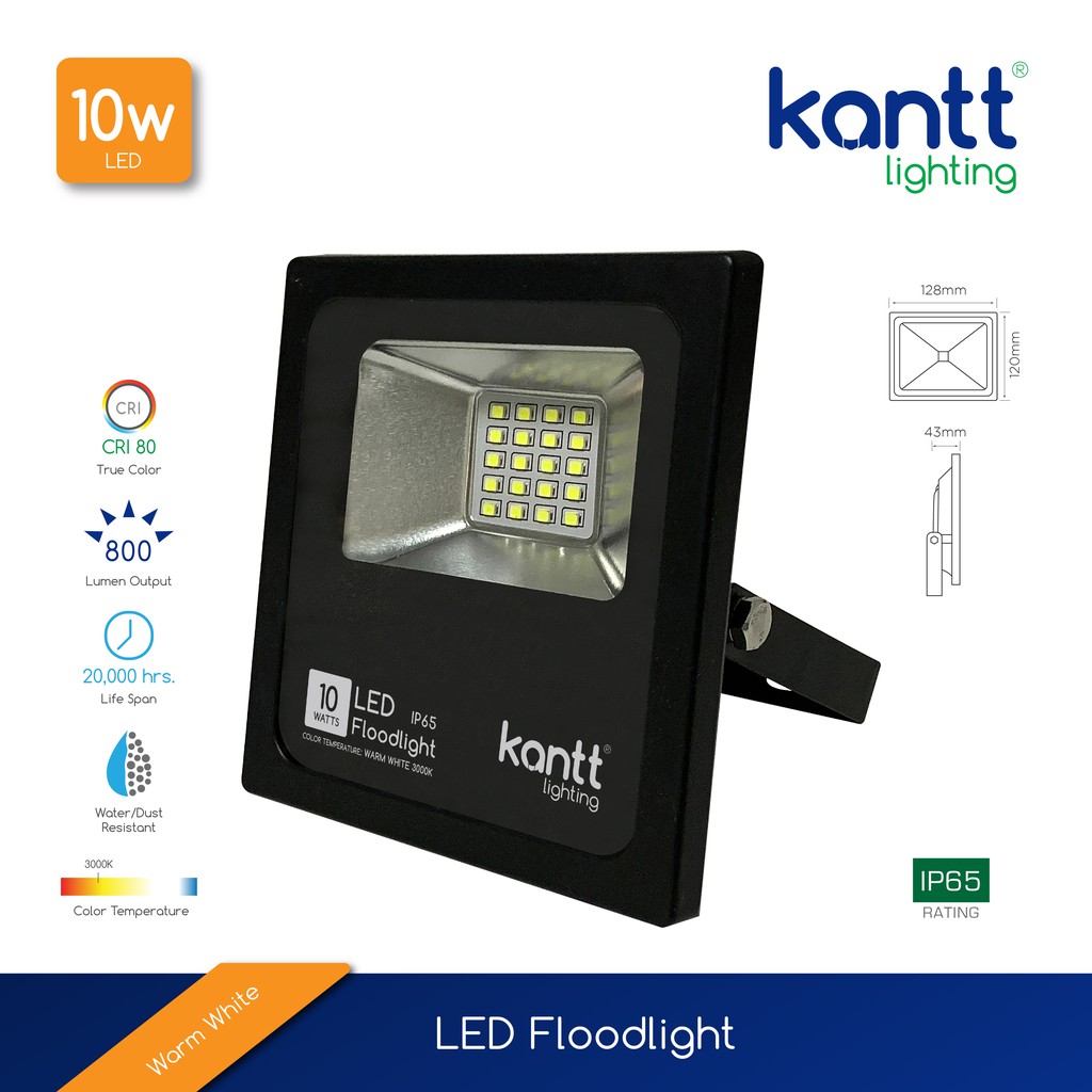 Kantt Lighting Warm White LED Waterproof Floodlight (IP65) - 10W / 20W ...