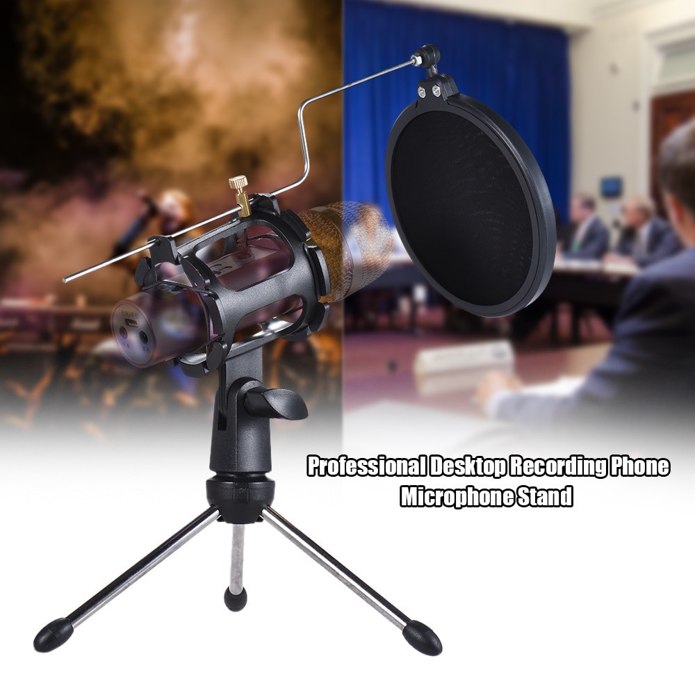 Desktop Universal AntiSpray Microphone Shock Mount Holder Tripod Stand
