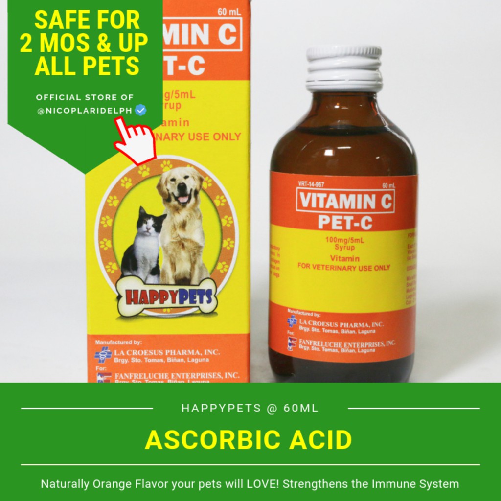 Pet C Vitamin C for Support of Dogs and Cats with Cough Colds Viral Infections and Wounds 60ml Shopee Philippines