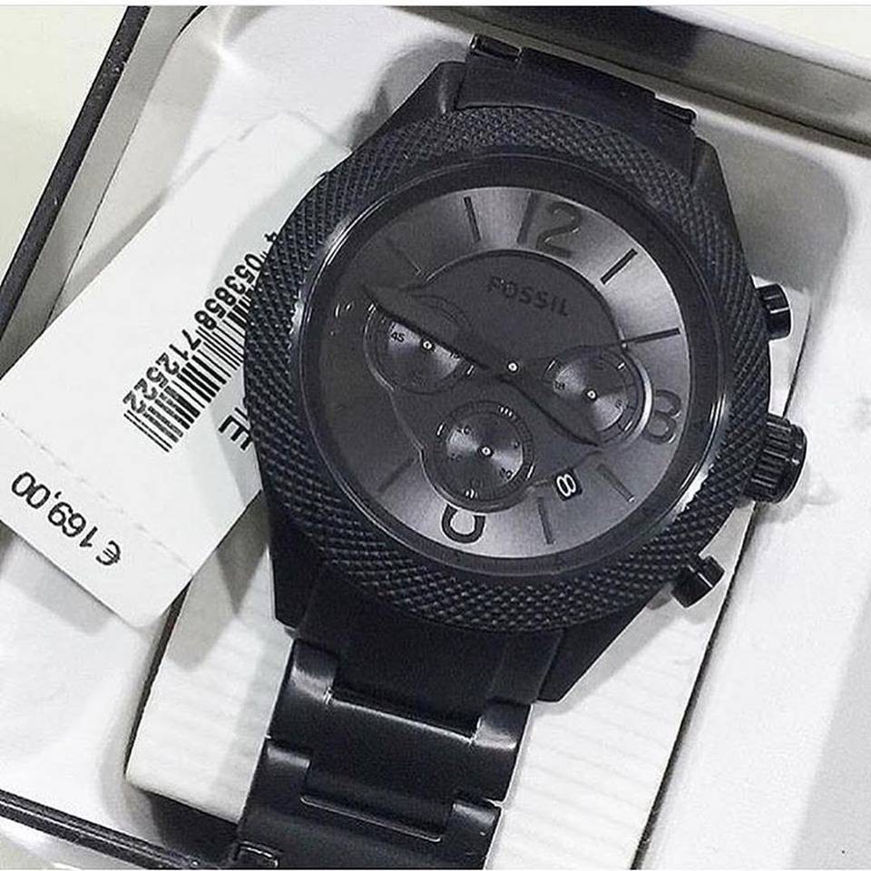 Fossil Men s Matte Black Chronograph Watch Shopee Philippines