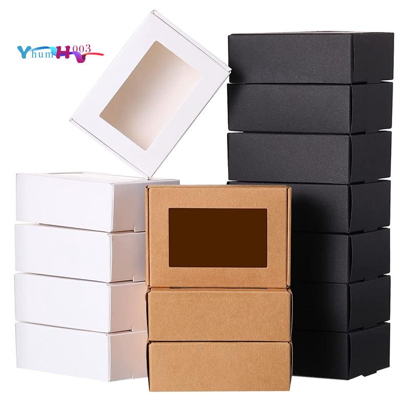 30 Pcs Mini Kraft Paper Box with Window Present Packaging Box Treat Box ...
