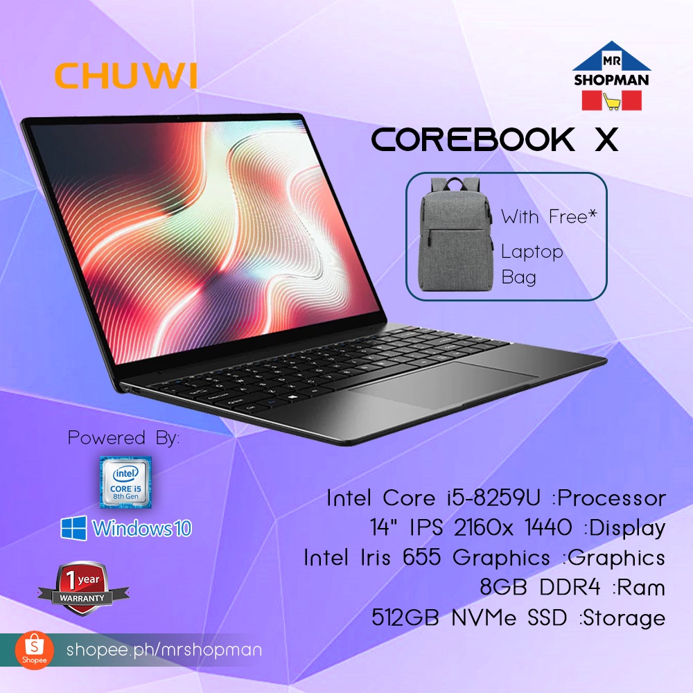 CHUWI CoreBook X Intel Core i5-8259U | 14" IPS 2160x 1440 | 8GB Ram ...