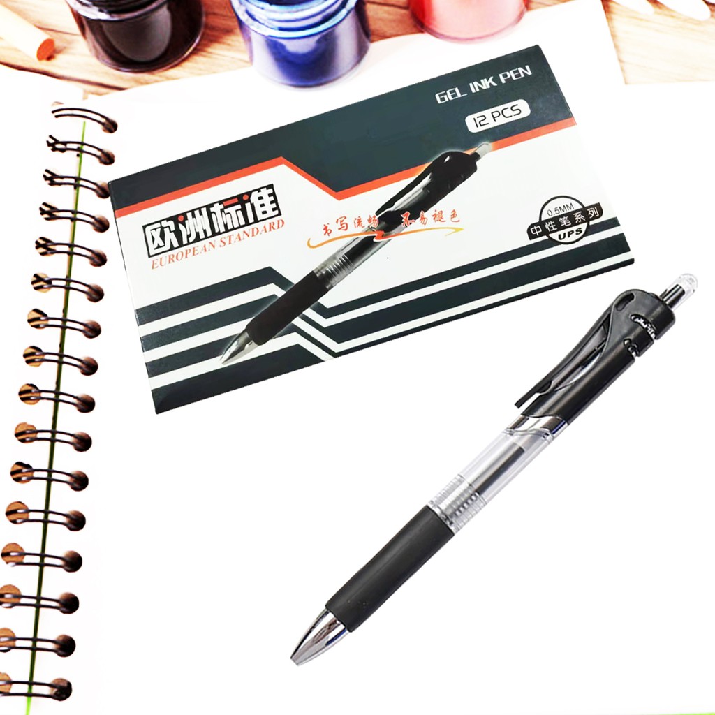 Smooth Writing Gel Ink Ballpoint Pens - 12 Pack, 0.5mm Black | Shopee ...