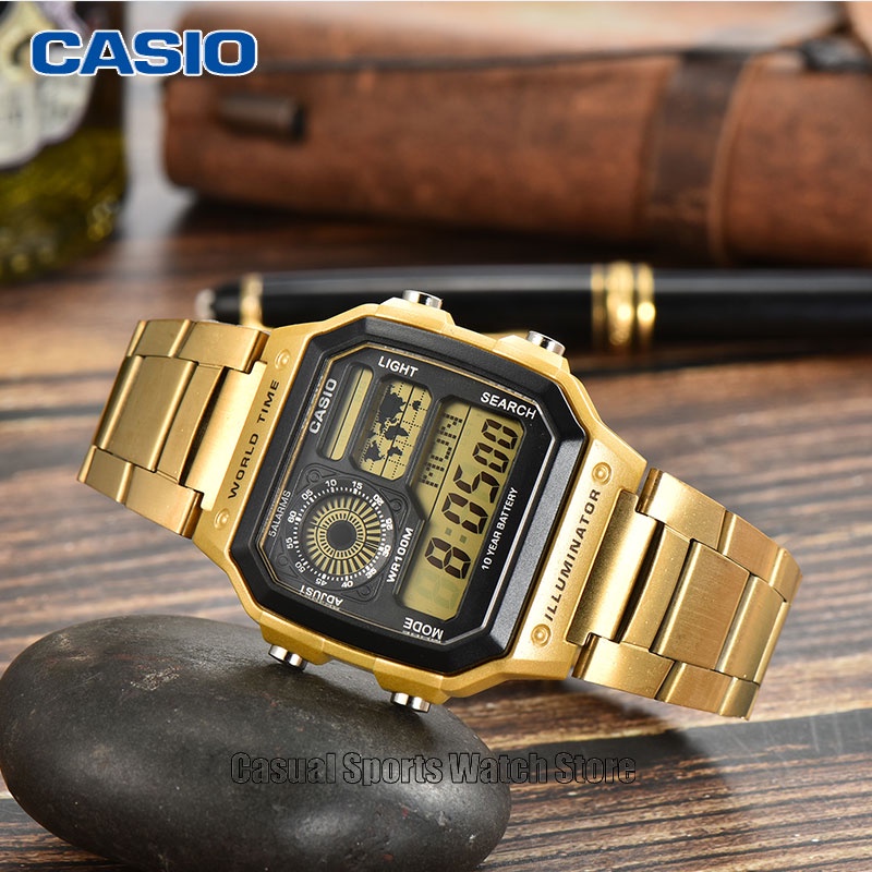 CASIO World Time Watch Men AE 1200WHD 1A CASIO Watch For Men Stainless