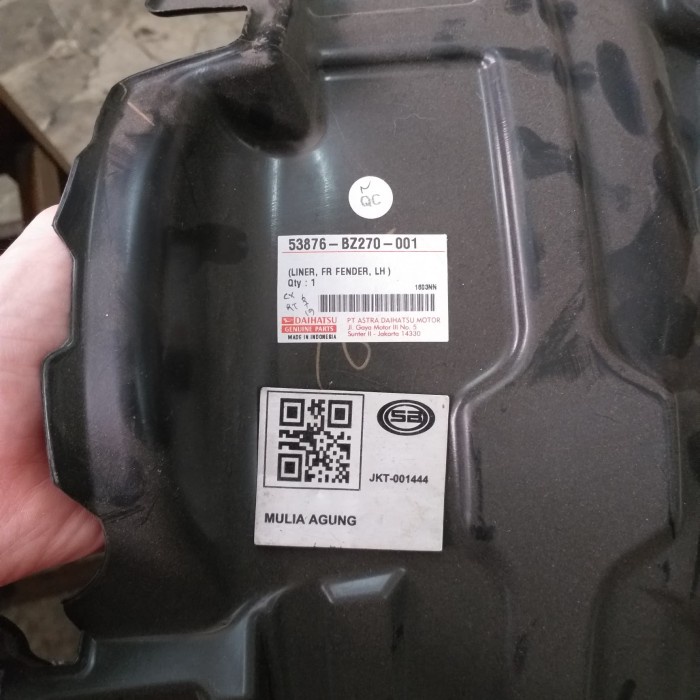 Liner fender LH Front Left grand new avanza xenia 53876bz270 2016 2017