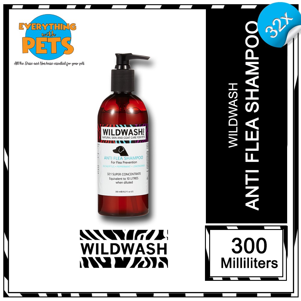 Wildwash Anti Flea Dog Shampoo (Sold in 300 ml) Organic Dog Anti Flea