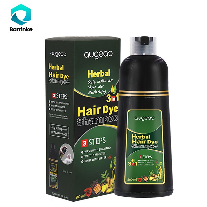 AUGEAS Black Hair Shampoo 500ml Hair Dye Turn White Hair into Black