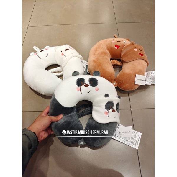 Miniso Neck Pillow We Bare Bears+Eyemask 4.0 (sz 31x30cm) Shopee