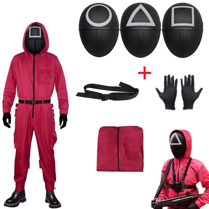 Squid Game Cosplay Squid Costume Square Circle Triangle Guard Jumpsuit