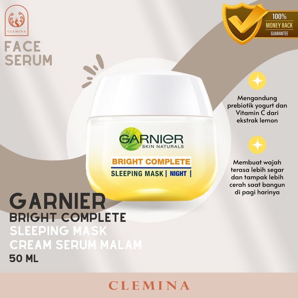 Garnier Bright Complete Night Yoghurt Sleeping Mask Night Cream 50ml ...