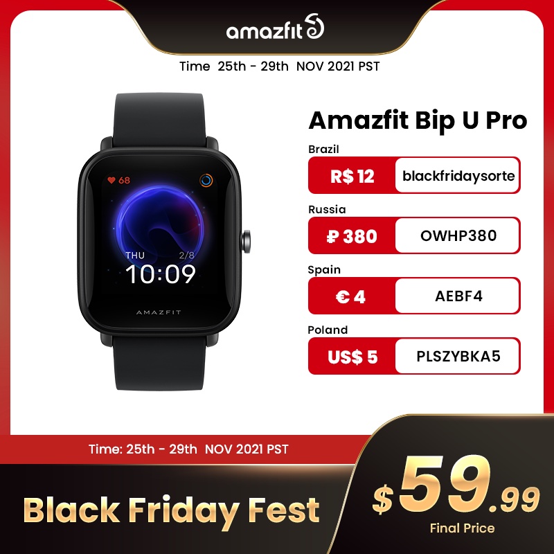 Amazfit Bip U Pro GPS Smartwatch - 31g & 60+ Sports Mode