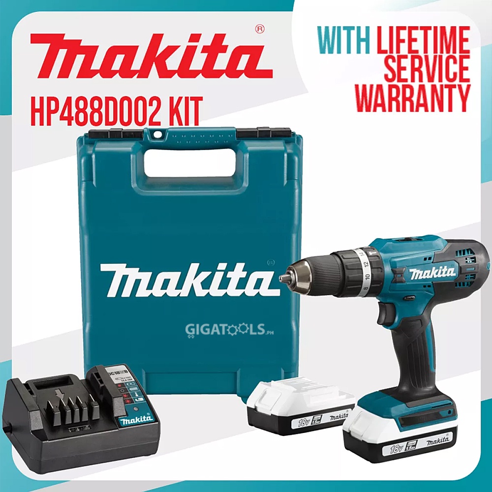 Makita HP488D002 Cordless Hammer Drill Driver 13mm (1/2") G-Series 18V ...