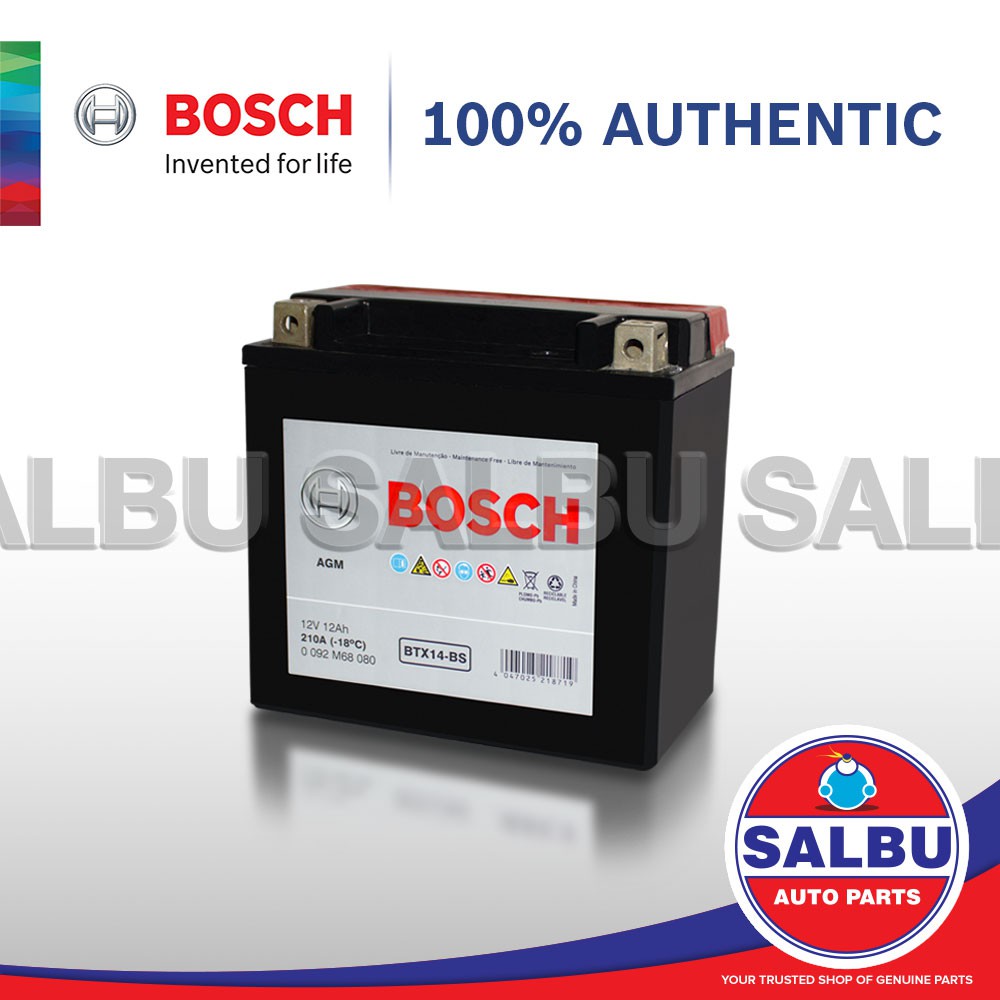 BOSCH (BTX14-BS) Motorcycle Battery 12V & 12AH | Shopee Philippines