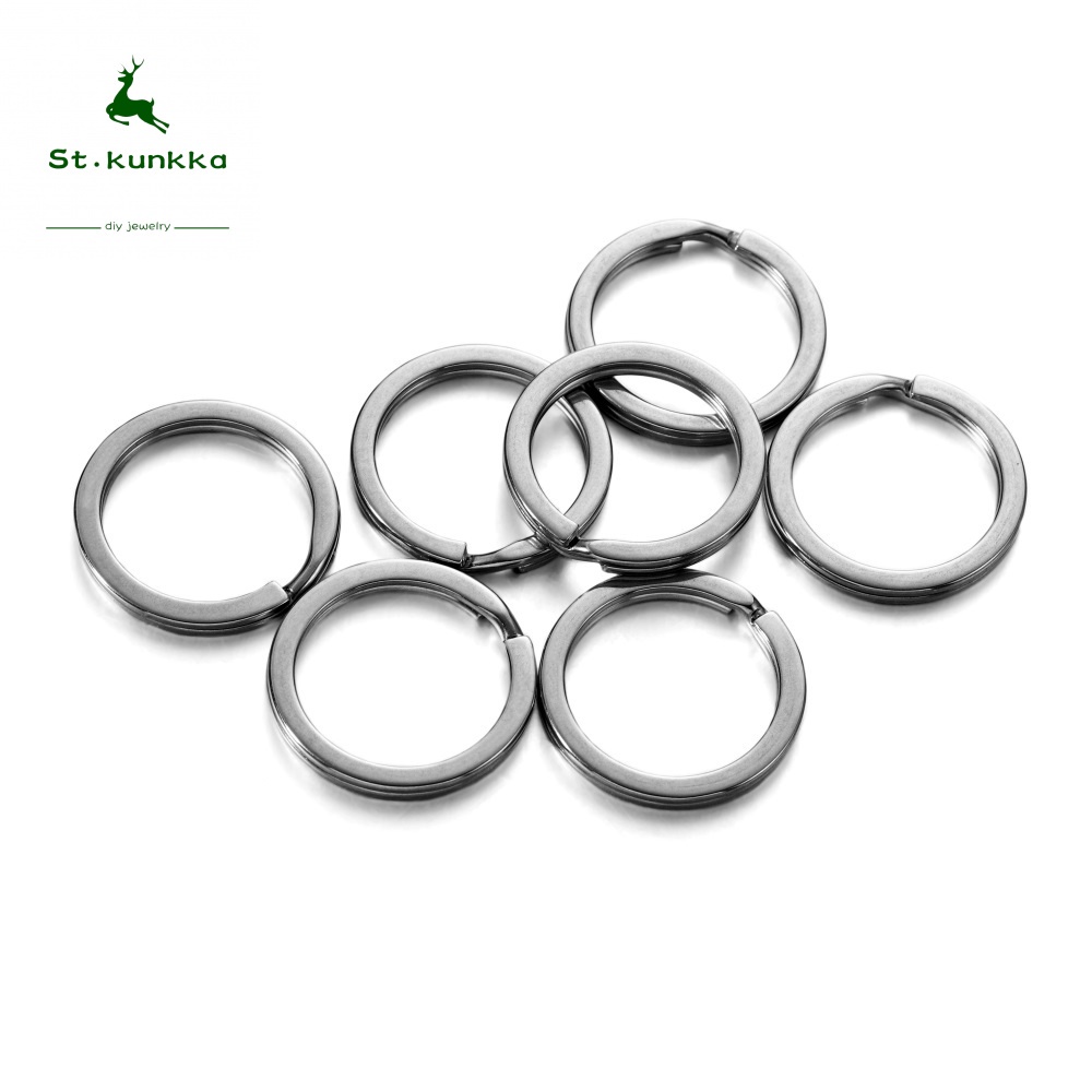 50 Pack Stainless Steel Split Key Rings – 20-25-30mm DIY Flat Metal Hoops For Crafting