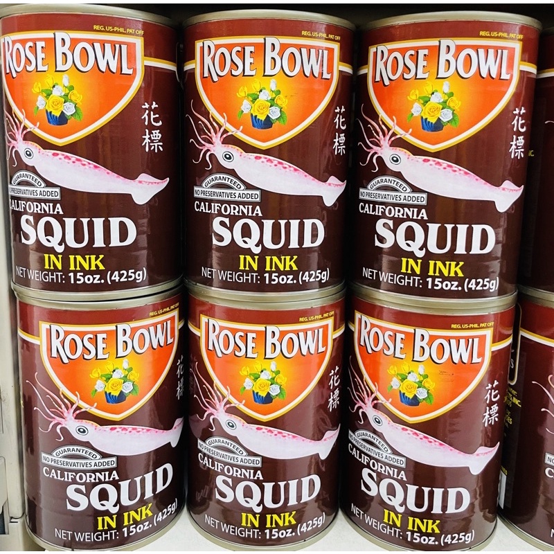Rose Bowl California Squid in Ink 425g [1 Can] /Squid in Soy Sauce 425g