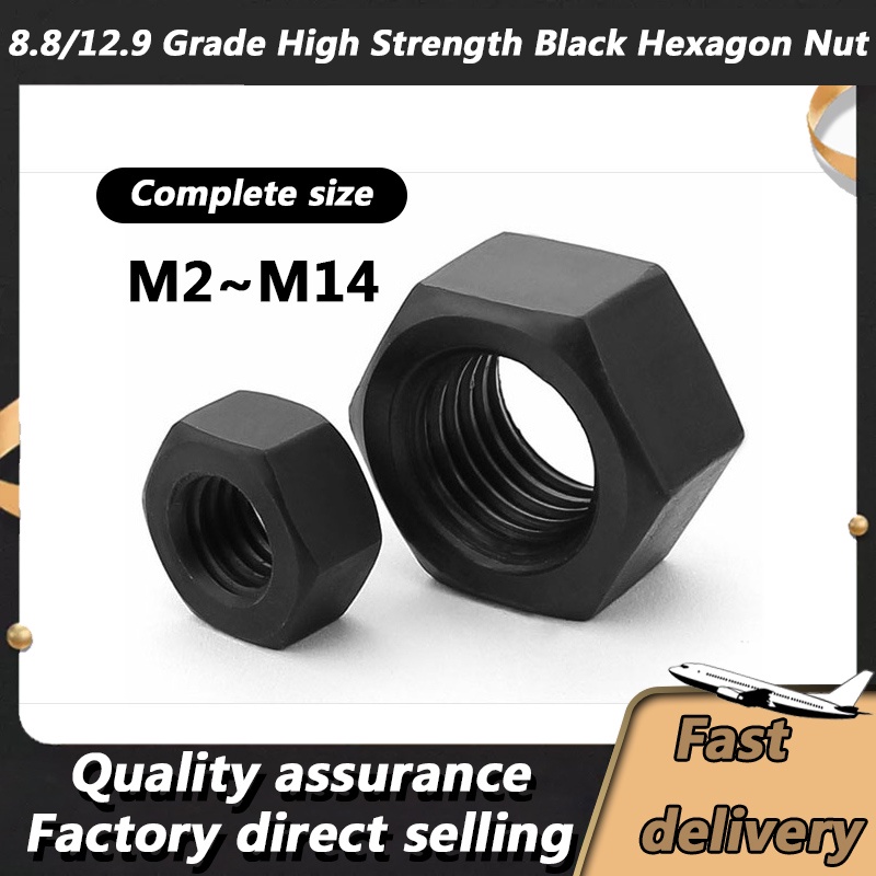 Sourcing Map Hex Nuts, M8x1.25mm Metric Coarse Thread Hexagon Nut, Carbon Steel, Pack Of 20 (Black - View #4