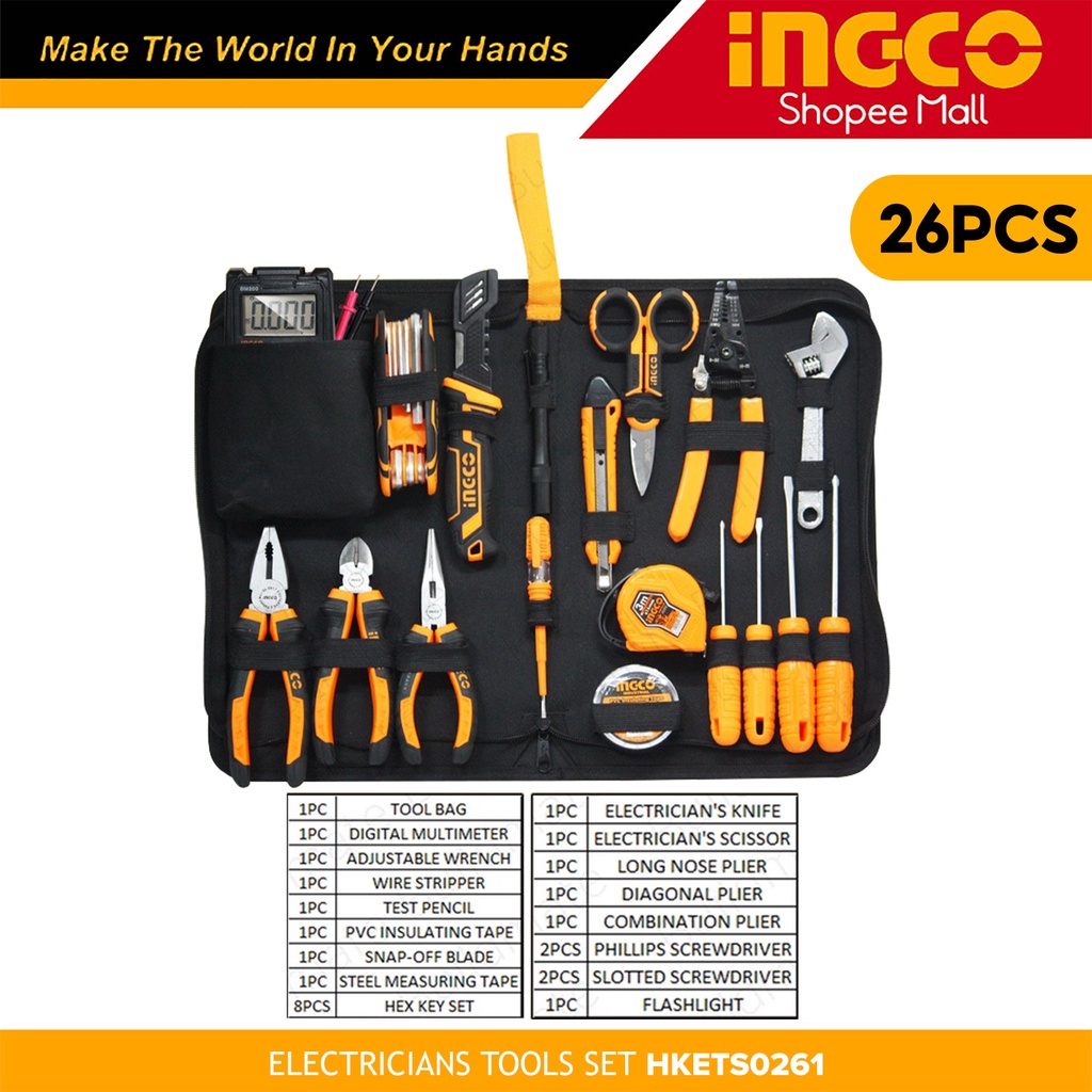 Ingco 26pcs Electricians Tools Set HKETS0261 100 ORIGINAL / AUTHENTIC