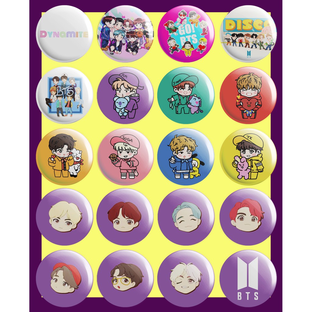 Button Badge B TS (No Minimum Order) Size 44mm BTS Meal lookalike color ...