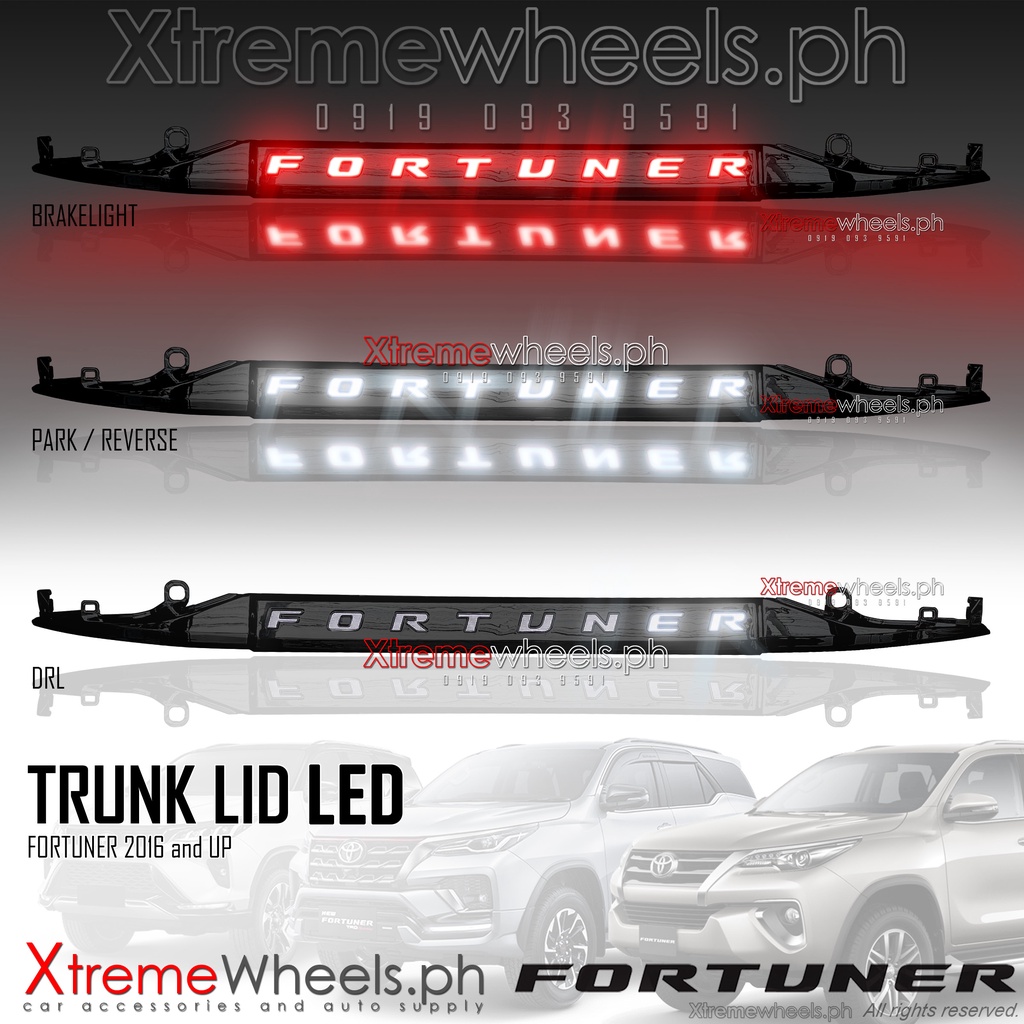 Toyota Fortuner 2016 to 2024 BLACK REAR LED TRUNK LID / BUMPER LIGHT