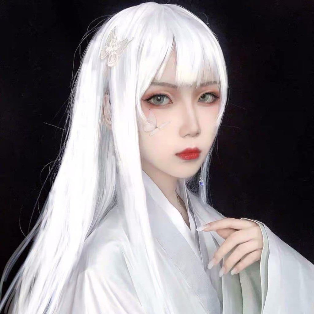 70cm Women Long Hair Wig Heat Resistant White Straight Hair Cosplay Wig Newest High Quality vocu Shopee Philippines